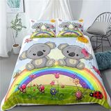 NDXRWDZR Koala nevresim takımı, 220 x 240 cm, fermuarlı, fermuarlı, yetişkinler ve çocuklar için, yumuşak, nefes alan mikro elyaf nevresim + 2 yastık kılıfı 80 x 80 cm
