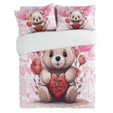 NDXRWDZR Nevresim 200 x 200 Genç Peluş Ayı Çift Kişilik Nevresim Takımı Fermuarlı Yumuşak Nefes Alabilir Mikrofiber Nevresim ve 2 Yastık Kılıfı 65 x 65 cm