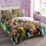 NDXRWDZR Nevresim 240 x 260 Yetişkin Çiftlik Evi Kedi Nevresim Takımı Fermuarlı 2 Kişilik Yumuşak Nefes Alabilir Mikrofiber Nevresim ve 2 Yastık Kılıfı 65 x 65 cm