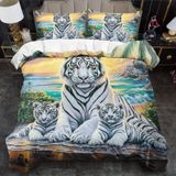 NDXRWDZR Nevresim 90 x 190 Beyaz Kaplan Çocuk Nevresim Takımı Tek Kişilik Fermuarlı Rahat Nefes Alabilir Mikrofiber Nevresim ve 2 Yastık Kılıfı 65 x 65 cm