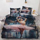 NDXRWDZR Nevresim 90 x 190 Çocuk Bale Yağmurlu Tek Kişilik Nevresim Takımı Fermuarlı Rahat Nefes Alabilir Mikrofiber Nevresim ve 2 Yastık Kılıfı 65 x 65 cm