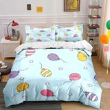 NDXRWDZR Nevresim 90 x 190 Çocuk Balon Mavi Nevresim Takımı Tek Kişilik Fermuarlı Rahat Nefes Alabilir Mikrofiber Nevresim ve 2 Yastık Kılıfı 65 x 65 cm