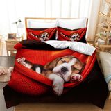 NDXRWDZR Nevresim 90 x 190 Çocuk Beagle Nevresim Takımı Tek Kişilik Fermuarlı Rahat Nefes Alabilir Mikrofiber Nevresim ve 2 Yastık Kılıfı 65 x 65 cm