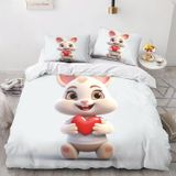 NDXRWDZR Nevresim 90 x 190 Çocuk Beyaz Tavşan Nevresim Takımı Tek Kişilik Fermuarlı Rahat Nefes Alabilir Mikrofiber Nevresim ve 2 Yastık Kılıfı 65 x 65 cm