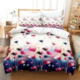 NDXRWDZR Nevresim 90 x 190 Çocuk Çiçekli Nevresim Takımı Tek Kişilik Fermuarlı Rahat Nefes Alabilir Mikrofiber Nevresim ve 2 Yastık Kılıfı 65 x 65 cm