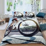 NDXRWDZR Nevresim 90 x 190 Çocuk Dağ Bisikleti Tek Kişilik Nevresim Takımı Fermuarlı Rahat Nefes Alabilir Mikrofiber Nevresim ve 2 Yastık Kılıfı 65 x 65 cm