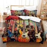 NDXRWDZR Nevresim 90 x 190 Çocuk Gitar Nevresim Takımı Tek Kişilik Fermuarlı Rahat Nefes Alabilir Mikrofiber Nevresim ve 2 Yastık Kılıfı 65 x 65 cm