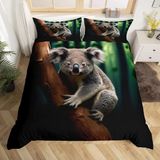 NDXRWDZR Nevresim 90 x 190 Çocuk Koala Gri Fermuarlı Tek Kişilik Nevresim Takımı Rahat Nefes Alabilir Mikrofiber Nevresim ve 2 Yastık Kılıfı 65 x 65 cm