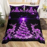 NDXRWDZR Nevresim 90 x 190 Çocuk Noel Ağacı Tek Kişilik Nevresim Takımı Fermuarlı Rahat Nefes Alabilir Mikrofiber Nevresim ve 2 Yastık Kılıfı 65 x 65 cm