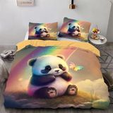 NDXRWDZR Nevresim 90 x 190 Çocuk Panda Tek Kişilik Nevresim Takımı Fermuarlı Rahat Nefes Alabilir Mikrofiber Nevresim ve 2 Yastık Kılıfı 65 x 65 cm
