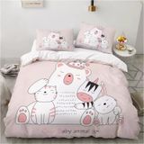 NDXRWDZR Nevresim 90 x 190 Çocuk Sevimli Hayvanlar Pembe Tek Kişilik Nevresim Takımı Fermuarlı Rahat Nefes Alabilir Mikrofiber Nevresim ve 2 Yastık Kılıfı 65 x 65 cm