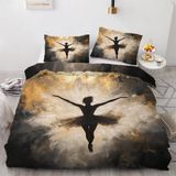 NDXRWDZR Nevresim 90 x 190 Çocuk Siyah Balerin Nevresim Takımı Tek Kişilik Fermuarlı Rahat Nefes Alabilir Mikrofiber Nevresim ve 2 Yastık Kılıfı 65 x 65 cm
