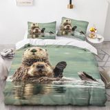 NDXRWDZR Nevresim 90 x 190 Çocuk Su samuru Nevresim Takımı Tek Kişilik Fermuarlı Rahat Nefes Alabilir Mikrofiber Nevresim ve 2 Yastık Kılıfı 65 x 65 cm