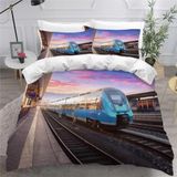 NDXRWDZR Nevresim 90 x 190 Çocuk Yüksek Hızlı Tren Tek Kişilik Nevresim Takımı Fermuarlı Rahat Nefes Alabilir Mikrofiber Nevresim ve 2 Yastık Kılıfı 65 x 65 cm