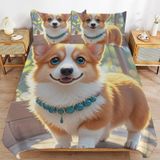 NDXRWDZR Nevresim 90 x 190 Corgi Çocuk Nevresim Takımı Tek Kişilik Fermuarlı Rahat Nefes Alabilir Mikrofiber Nevresim ve 2 Yastık Kılıfı 65 x 65 cm
