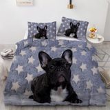 NDXRWDZR Nevresim 90 x 190 Fransız Bulldog Çocuk Siyah Tek Kişilik Nevresim Takımı Fermuarlı Rahat Nefes Alabilir Mikrofiber Nevresim ve 2 Yastık Kılıfı 65 x 65 cm