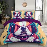 NDXRWDZR Nevresim 90 x 190 Fransız Bulldog Çocuk Tek Kişilik Nevresim Takımı Fermuarlı Rahat Nefes Alabilir Mikrofiber Nevresim ve 2 Yastık Kılıfı 65 x 65 cm