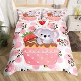 NDXRWDZR Nevresim 90 x 190 Koala Sevimli Çocuk Nevresim Takımı Tek Kişilik Fermuarlı Rahat Nefes Alabilir Mikrofiber Nevresim ve 2 Yastık Kılıfı 65 x 65 cm