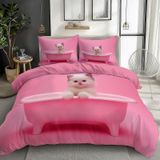 NDXRWDZR Nevresim 90 x 190 Pembe Kedi Çocuk Nevresim Takımı Tek Kişilik Fermuarlı Rahat Nefes Alabilir Mikrofiber Nevresim ve 2 Yastık Kılıfı 65 x 65 cm