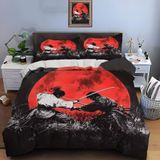 NDXRWDZR Nevresim 90 x 190 Samurai Çocuk Nevresim Takımı Tek Kişilik Fermuarlı Rahat Nefes Alabilir Mikrofiber Nevresim ve 2 Yastık Kılıfı 65 x 65 cm