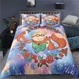 NDXRWDZR Nevresim 90 x 190 Sevimli Tilki Çocuk Nevresim Takımı Tek Kişilik Fermuarlı Rahat Nefes Alabilir Mikrofiber Nevresim ve 2 Yastık Kılıfı 65 x 65 cm