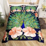 NDXRWDZR Nevresim 90 x 190 Tavuskuşu Çocuk Nevresim Takımı Tek Kişilik Fermuarlı Rahat Nefes Alabilir Mikrofiber Nevresim ve 2 Yastık Kılıfı 65 x 65 cm