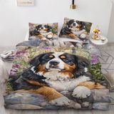 NDXRWDZR nevresim örtüsü 90 çocuk köpek dağ Berna yorgan kızlar için 90 yaş yatağı fermuarlı yumuşak nefes alabilen mikrofiber kuvvetli nevresim 150 x 220 cm + 2 yastık kılıfı 50 x 80 cm