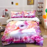 NDXRWDZR nevresim örtüsü 90 çocuk ördek beyaz yorgan kızlar için 90 yaş yatağı fermuarlı yumuşak nefes alabilen mikrofiber nordik kılıflar 150 x 220 cm + 2 yastık kılıfı 50 x 80 cm
