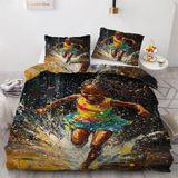 NDXRWDZR Nevresim takımı 135 x 200 Afrikalı kız çocuk nevresim takımı, fermuarlı kapama, çocuklar için, yumuşak, nefes alan mikrofiber nevresim + 2 yastık kılıfı 80 x 80 cm