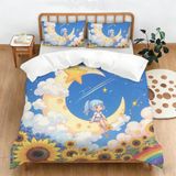 NDXRWDZR Nevresim takımı 135 x 200 ay kız çocuk nevresim takımı, fermuarlı kapatma, yumuşak, nefes alan mikro elyaf nevresim + 2 yastık kılıfı 80 x 80 cm