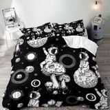 NDXRWDZR Nevresim takımı, 220 x 240, astronot odası, fermuarlı nevresim takımı, yetişkinler ve çocuklar için, yumuşak, nefes alan mikro elyaf nevresim + 2 yastık kılıfı 80 x 80 cm