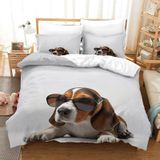 NDXRWDZR Nevresim takımı 220 x 240 Beagle nevresim takımı, fermuarlı, kilitli, yetişkinler ve çocuklar için, yumuşak, nefes alan mikro elyaf nevresim + 2 yastık kılıfı 80 x 80 cm