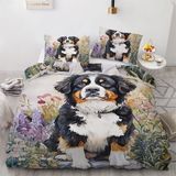 NDXRWDZR Nevresim takımı 220 x 240 Bernese Dağ Köpeği nevresim takımı, fermuarlı, kilitli, yetişkinler ve çocuklar için, yumuşak, nefes alan mikrofiber nevresim + 2 yastık kılıfı 80 x 80 cm