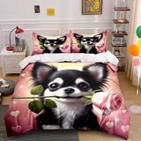 NDXRWDZR Nevresim takımı 220 x 240 Chihuahua nevresim takımı, fermuarlı, fermuarlı, yetişkinler ve çocuklar için, yumuşak, nefes alan mikro elyaf nevresim + 2 yastık kılıfı 80 x 80 cm