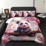 NDXRWDZR Nevresim takımı, 220 x 240 cm, dev panda, fermuarlı nevresim takımı, yetişkinler ve çocuklar için, yumuşak, nefes alan mikro elyaf nevresim + 2 yastık kılıfı 80 x 80 cm