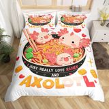 NDXRWDZR Nevresim takımı 220 x 240 cm, eğlenceli yemek nevresim takımı, fermuarlı, kilitli, yetişkinler ve çocuklar için, yumuşak, nefes alan mikro elyaf nevresim + 2 yastık kılıfı 80 x 80 cm