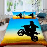 NDXRWDZR Nevresim takımı, 220 x 240 cm, ekstrem motosiklet nevresim takımı, fermuarlı, kilitli, yetişkinler ve çocuklar için, yumuşak, nefes alan mikro elyaf nevresim + 2 yastık kılıfı 80 x 80 cm