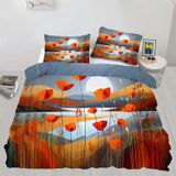 NDXRWDZR Nevresim takımı, 220 x 240 cm, haşhaş çiçeği nevresim takımı, fermuarlı, kilitli, yetişkinler ve çocuklar için, yumuşak, nefes alan mikro elyaf nevresim + 2 yastık kılıfı 80 x 80 cm
