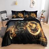 NDXRWDZR Nevresim takımı 220 x 240 cm, havalı motosiklet nevresim takımı, fermuarlı, kilitli, yetişkinler ve çocuklar için, yumuşak, nefes alan mikro elyaf nevresim + 2 yastık kılıfı 80 x 80 cm