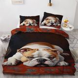 NDXRWDZR Nevresim takımı 220 x 240 cm İngiliz Bulldog nevresim takımı, fermuarlı kilitli, yetişkinler ve çocuklar için, yumuşak, nefes alan mikrofiber nevresim + 2 yastık kılıfı 80 x 80 cm