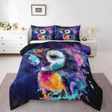 NDXRWDZR Nevresim takımı, 220 x 240 cm, kuş nevresim takımı, fermuarlı, kilitli, yetişkinler ve çocuklar için, yumuşak, nefes alan mikro elyaf nevresim + 2 yastık kılıfı 80 x 80 cm