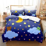 NDXRWDZR Nevresim takımı 220 x 240 cm mavi ay yıldızları, fermuarlı nevresim takımı, yetişkinler ve çocuklar için, yumuşak, nefes alan mikrofiber nevresim + 2 yastık kılıfı 80 x 80 cm