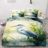 NDXRWDZR Nevresim takımı 220 x 240 cm mavi balıkçıllı nevresim takımı, fermuarlı, yetişkinler ve çocuklar için, yumuşak, nefes alan mikro elyaf nevresim + 2 yastık kılıfı 80 x 80 cm