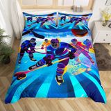 NDXRWDZR Nevresim takımı 220 x 240 cm mavi buz torbası nevresim takımı, fermuarlı, fermuarlı, yetişkinler ve çocuklar için, yumuşak, nefes alan mikro elyaf nevresim + 2 yastık kılıfı 80 x 80 cm