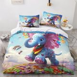NDXRWDZR Nevresim takımı 220 x 240 cm mavi fil nevresim takımı, fermuarlı, fermuarlı, yetişkinler ve çocuklar için, yumuşak, nefes alan mikro elyaf nevresim + 2 yastık kılıfı 80 x 80 cm