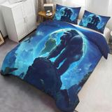 NDXRWDZR Nevresim takımı 220 x 240 cm mavi Gorilla nevresim takımı, fermuarlı, fermuarlı, yetişkinler ve çocuklar için, yumuşak, nefes alan mikro elyaf nevresim + 2 yastık kılıfı 80 x 80 cm