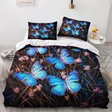 NDXRWDZR Nevresim takımı 220 x 240 cm mavi kelebek nevresim takımı, fermuarlı, fermuarlı, yetişkinler ve çocuklar için, yumuşak, nefes alan mikro elyaf nevresim + 2 yastık kılıfı 80 x 80 cm