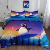 NDXRWDZR Nevresim takımı 220 x 240 cm mavi penguen nevresim takımı, fermuarlı, fermuarlı, yetişkinler ve çocuklar için, yumuşak, nefes alan mikrofiber nevresim + 2 yastık kılıfı 80 x 80 cm