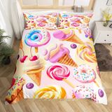 NDXRWDZR Nevresim takımı 220 x 240 cm renkli buz desenli nevresim takımı, fermuarlı, fermuarlı, yetişkinler ve çocuklar için, yumuşak, nefes alan mikro elyaf nevresim + 2 yastık kılıfı 80 x 80 cm