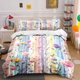 NDXRWDZR Nevresim takımı 220 x 240 cm renkli çiçekli nevresim takımı, fermuarlı, fermuarlı, yetişkinler ve çocuklar için, yumuşak, nefes alan mikro elyaf nevresim + 2 yastık kılıfı 80 x 80 cm